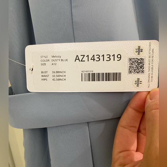 Azazie Melody Dress in Dusty Blue- New With Tags - Picture 3 of 7